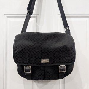 Coach Black Signature Jacquard Crossbody Buckle Front Messenger Bag F70283